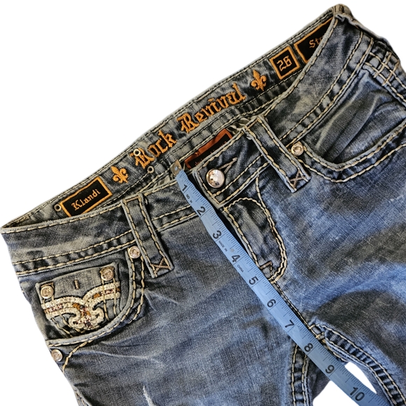 Rock Revival Blue Straight Leg Jeans with Ornate Embroidery - Picture 6 of 7